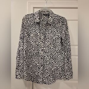 Black and White Patterned Button-Up Shirt